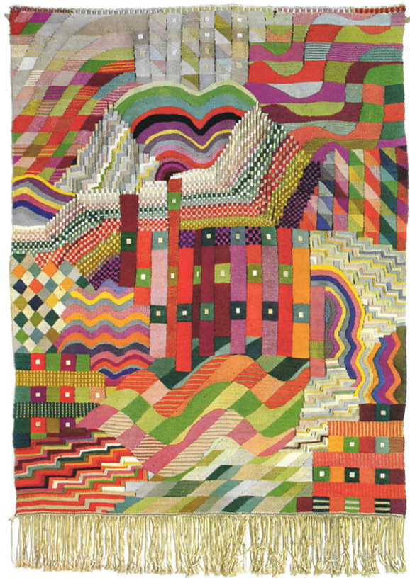 Tapisserie abstraite rouge et verte de Gunta Stölzl, 1927-1928