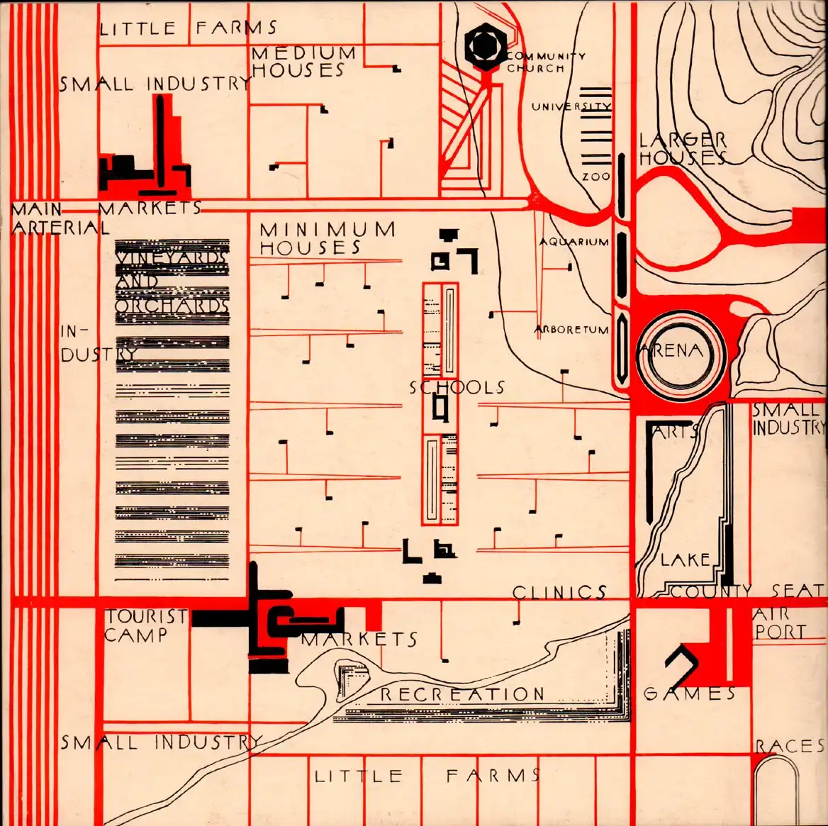 Composition graphique pour la couverture de An Autobiography de Frank Lloyd Wright, 1931