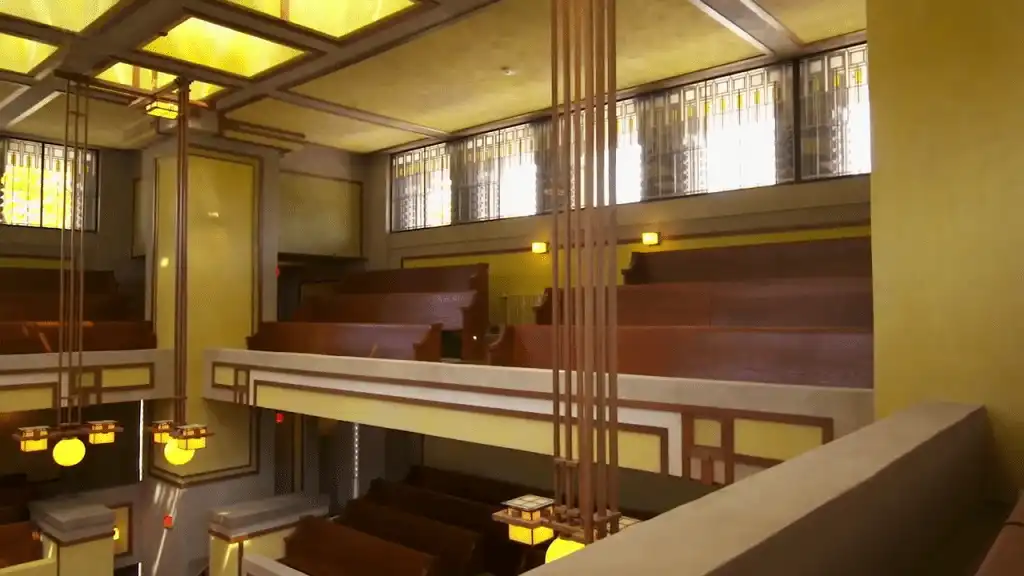 Vue intérieure de l’église unitarienne d’Oak Park (1/3)