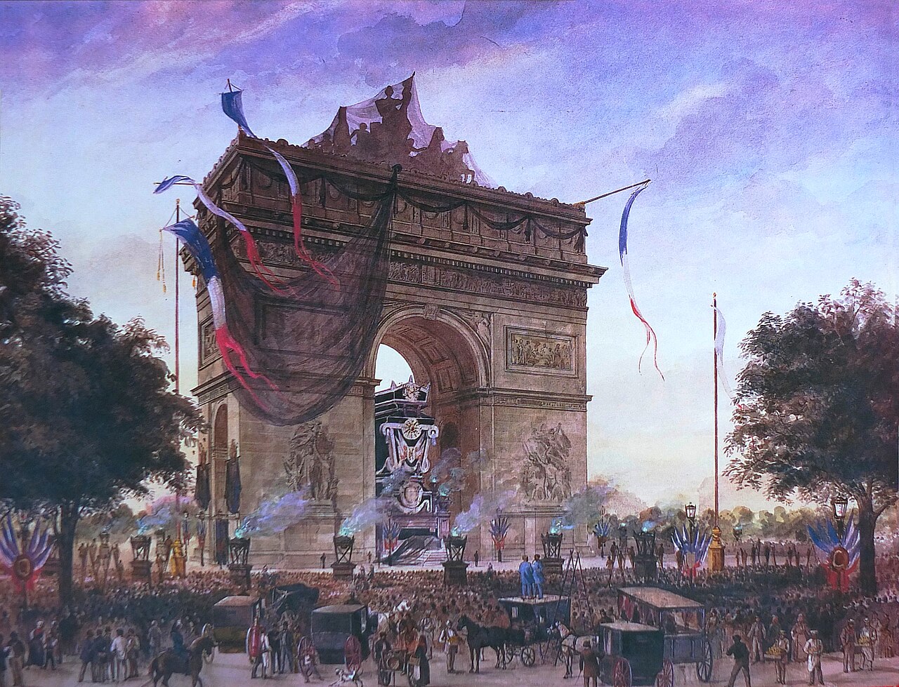 Catafalque de Victor Hugo sous l’Arc de triomphe en 1885