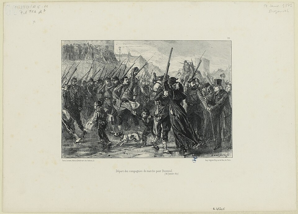 Compagnies de gardes nationaux partant pour Buzenval en janvier 1871