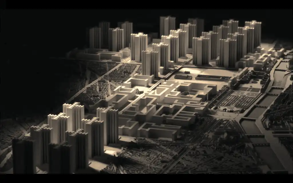 Plan du centre de Paris transformé selon le projet Voisin