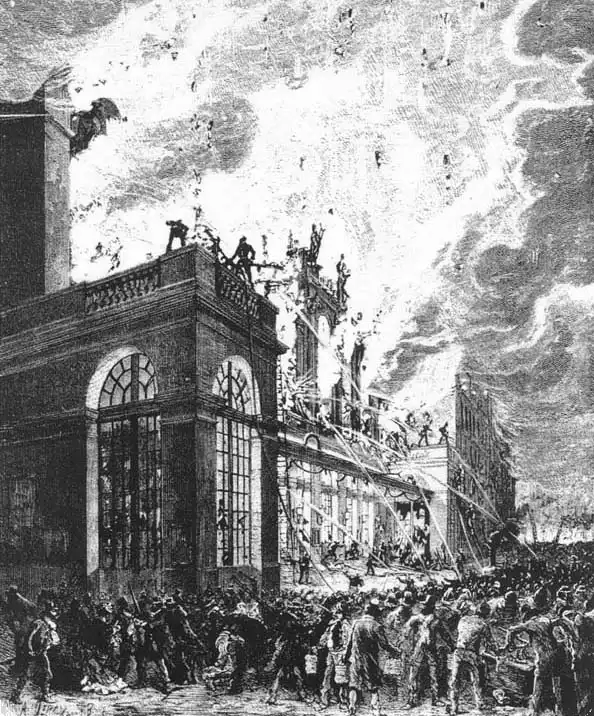 Incendie de la salle Le Peletier le 29 octobre 1873 – Vue de la façade.