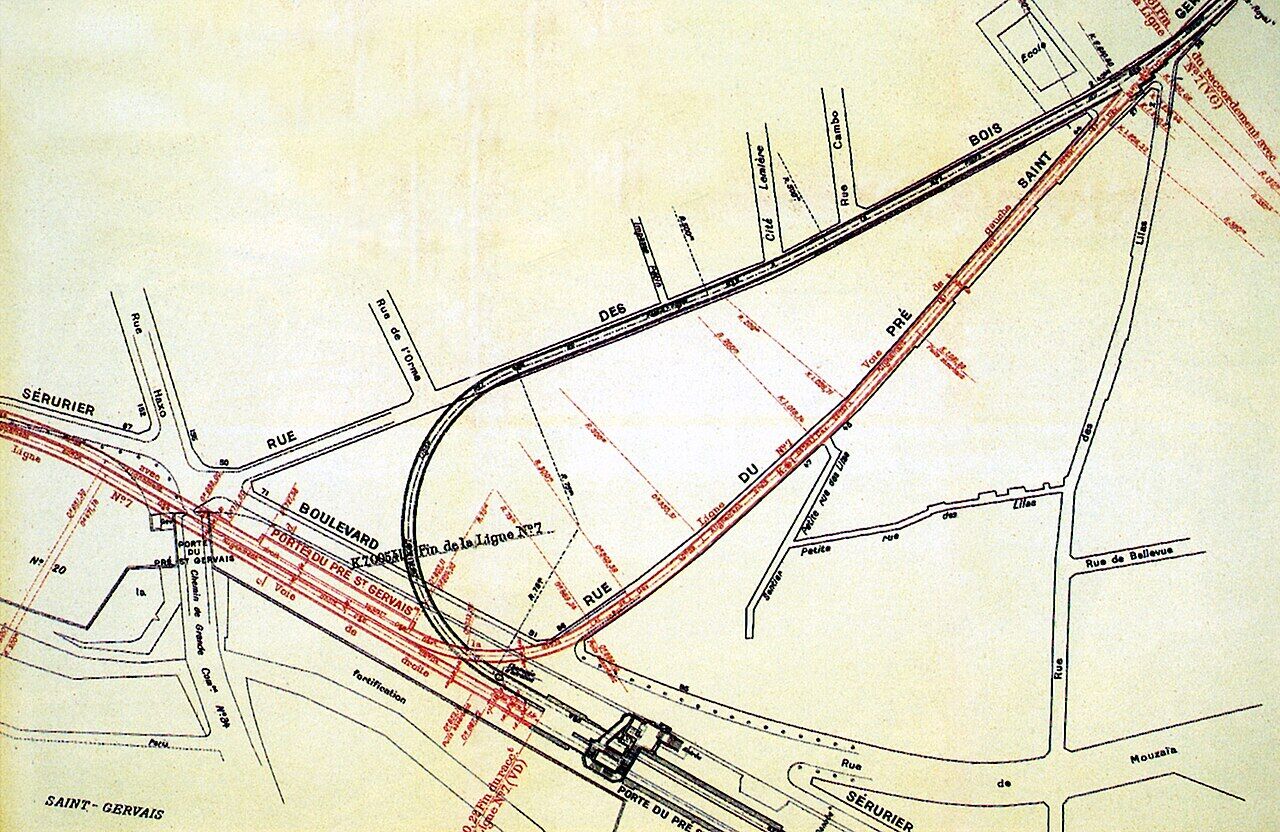 Plan des voies reliant Place des Fêtes, Haxo et Porte des Lilas